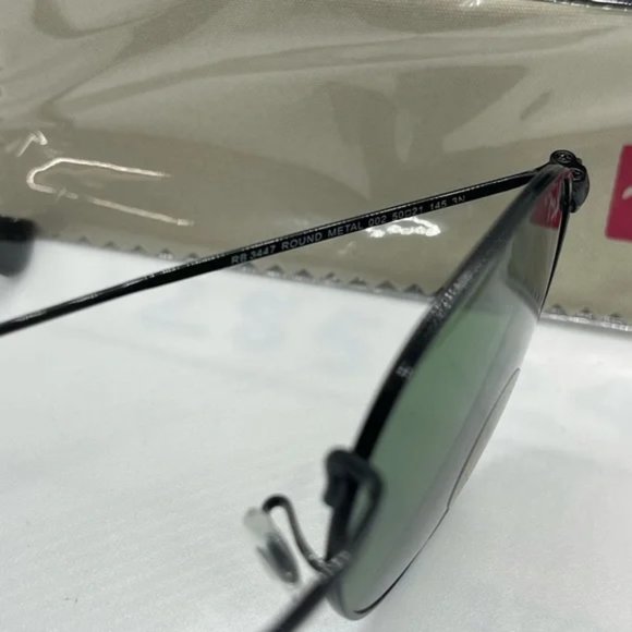 Bran New Rayban Round Rb3447 Black with Green lens 50 - Picture 3 of 6